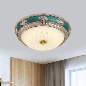 Nordic Blue Led Flushmount Ceiling Lamp 12’/16’ Dia Frosted Glass Finish / 12’