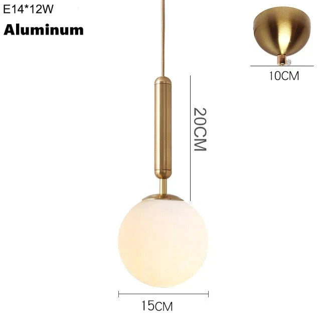 Nordic Brass Aluminum Modern Pendant Light Loft Hanging Lamps Bedside Lamp Kitchen Suspension