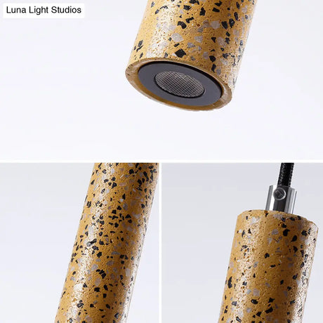 Nordic Cement Tube Pendant Light - 1 Yellow/Blue/Green 12’/21.5’H
