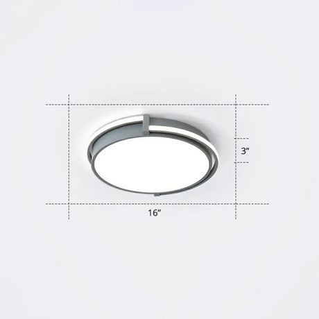 Nordic Circle Led Flush Mount Ceiling Light With Acrylic Diffuser Grey / 16’ White