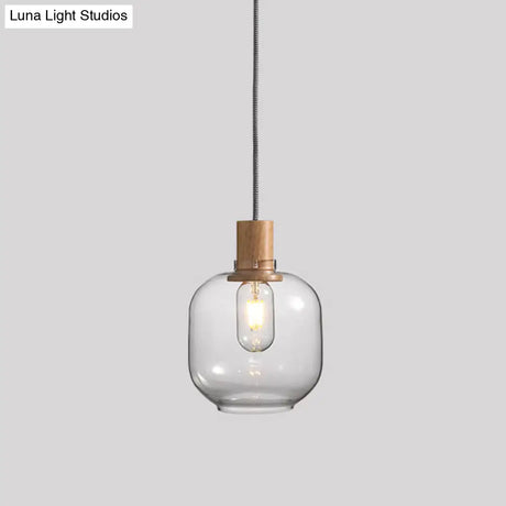 Nordic Clear Glass Jar Hanging Light Fixture For Bedroom - 1 Kit 5’/6’ Wide