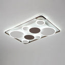 Nordic Coffee Led Flush Mount Metal Circles Ceiling Light For Living Room / White Rectangle