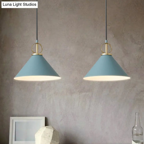 Nordic Cone Pendant Light For Dining Room - Single Bulb Suspension With Metal Design
