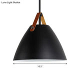 Nordic Curved Coolie Pendant Light - Sleek Aluminum Hanging Lamp In Chic Black/Blue/Grey/Pink/White