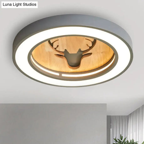 Nordic Deer Acrylic Flush Ceiling Light In Macaron Colors For Hallway
