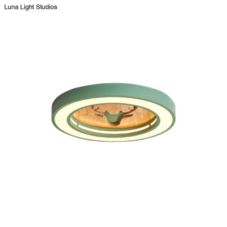 Nordic Deer Acrylic Flush Ceiling Light In Macaron Colors For Hallway