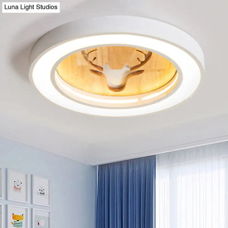 Nordic Deer Acrylic Flush Ceiling Light In Macaron Colors For Hallway
