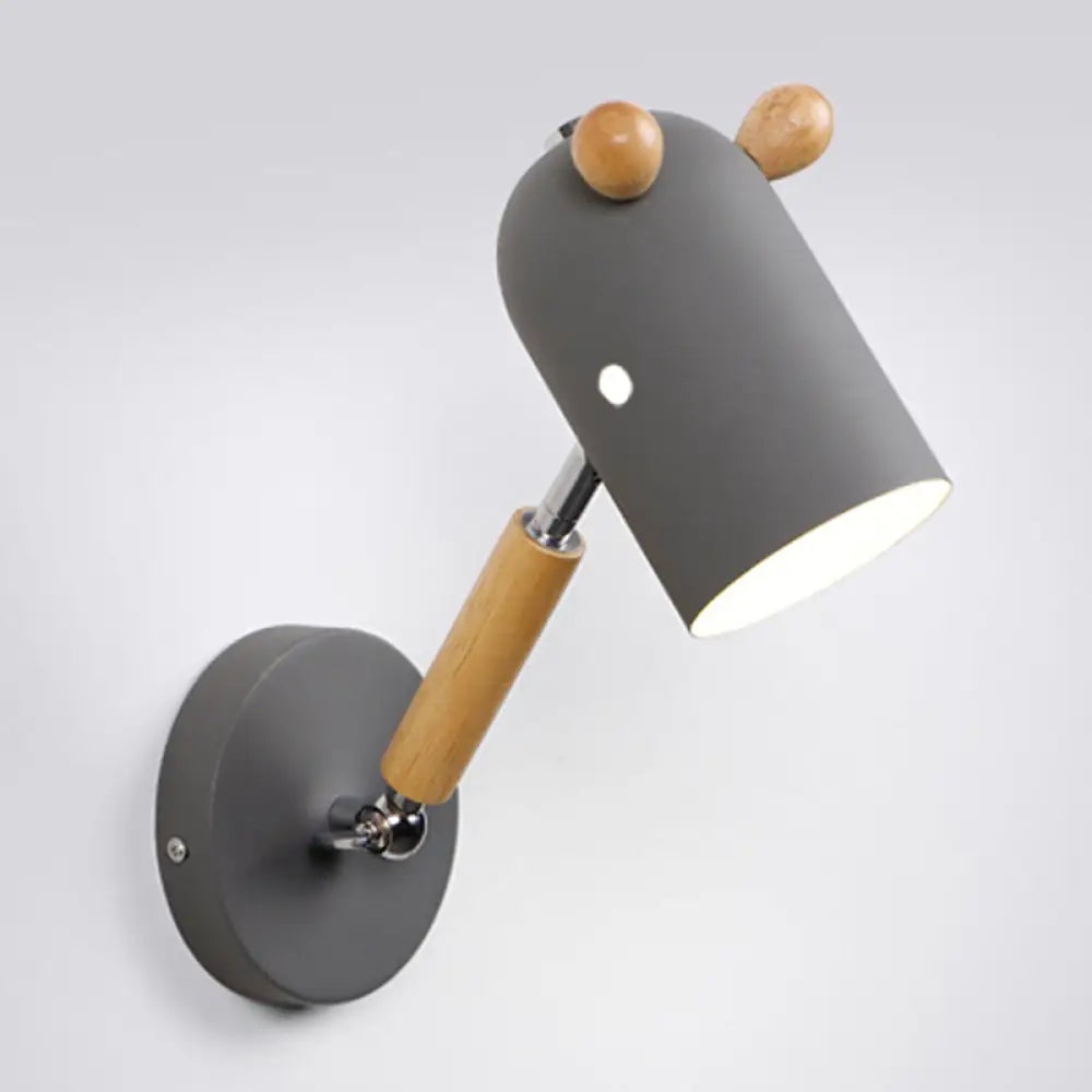 Nordic Deer Swing Arm Bedroom Wall Lamp With Metal Fixture And Bulb Grey
