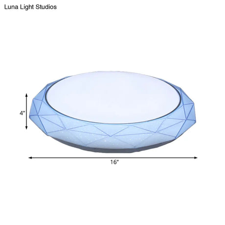 Nordic Diamond Flush Ceiling Light With Led 16’/19.5’ Diameter In White/Pink/Blue Shades