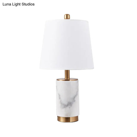 Nordic Empire Shade Table Lamp With Marble Column - Bedroom Night Light