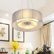 Nordic Fabric 3-Light Drum Pendant Chandelier White For Living Room - 18/21.5/25.5 Wide / 19.5