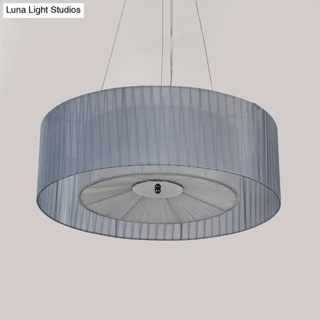 Nordic Fabric 3-Light Drum Pendant Chandelier White For Living Room - 18/21.5/25.5 Wide