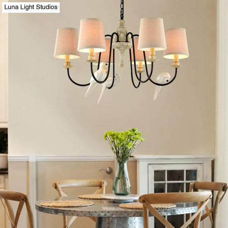 Nordic Fabric Barrel Pendant Chandelier Light - Tan Hanging Ceiling (3/6 Heads)