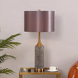Nordic Fabric Straight Sided Shade Reading Light In Grey - Night Table Lamp With 1 Bulb
