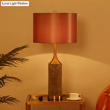 Nordic Fabric Straight Sided Shade Reading Light In Grey - Night Table Lamp With 1 Bulb