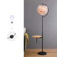 Nordic Feather Ball Shade Floor Lamp With Adjustable Height And Wooden Tray Black / Gray