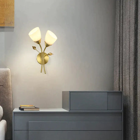 Nordic Flower Living Room Stairs Bedroom Bedside Copper Wall Lamp Copper Wall Lamps