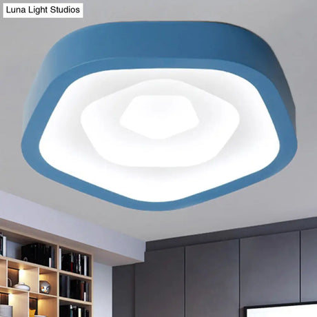 Nordic Flush Ceiling Lamp - Pink/Blue/Green Acrylic Led 20.5’ Wide Pentagon Shape