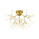 Nordic Flush Mount Led Ceiling Light In Brass For Living Room With Heracleum Metal Fixture 36 /