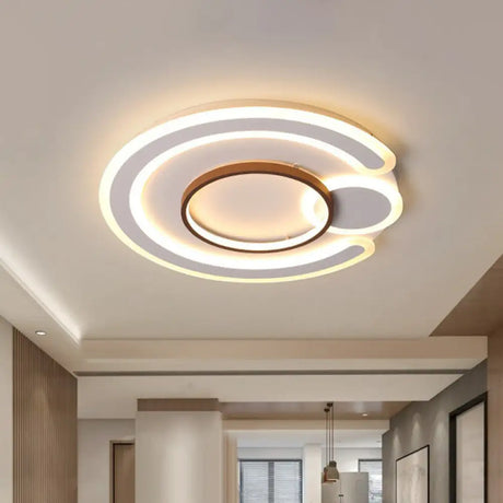 Nordic Geometric Led Flush Mount Acrylic Ceiling Light In Coffee For Living Room / 16.5 Warm