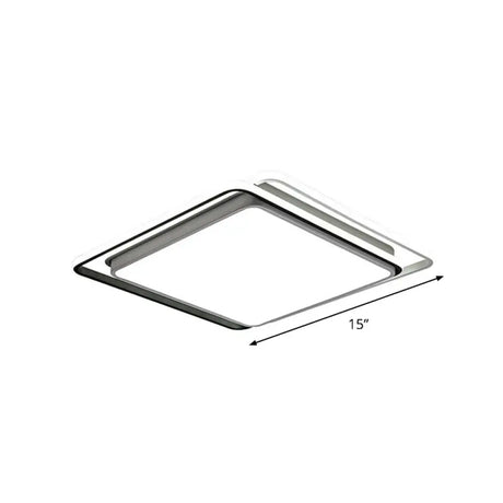 Nordic Geometric Led Flush Mount Ceiling Light With Acrylic Shade For Bedroom White / Square Plate