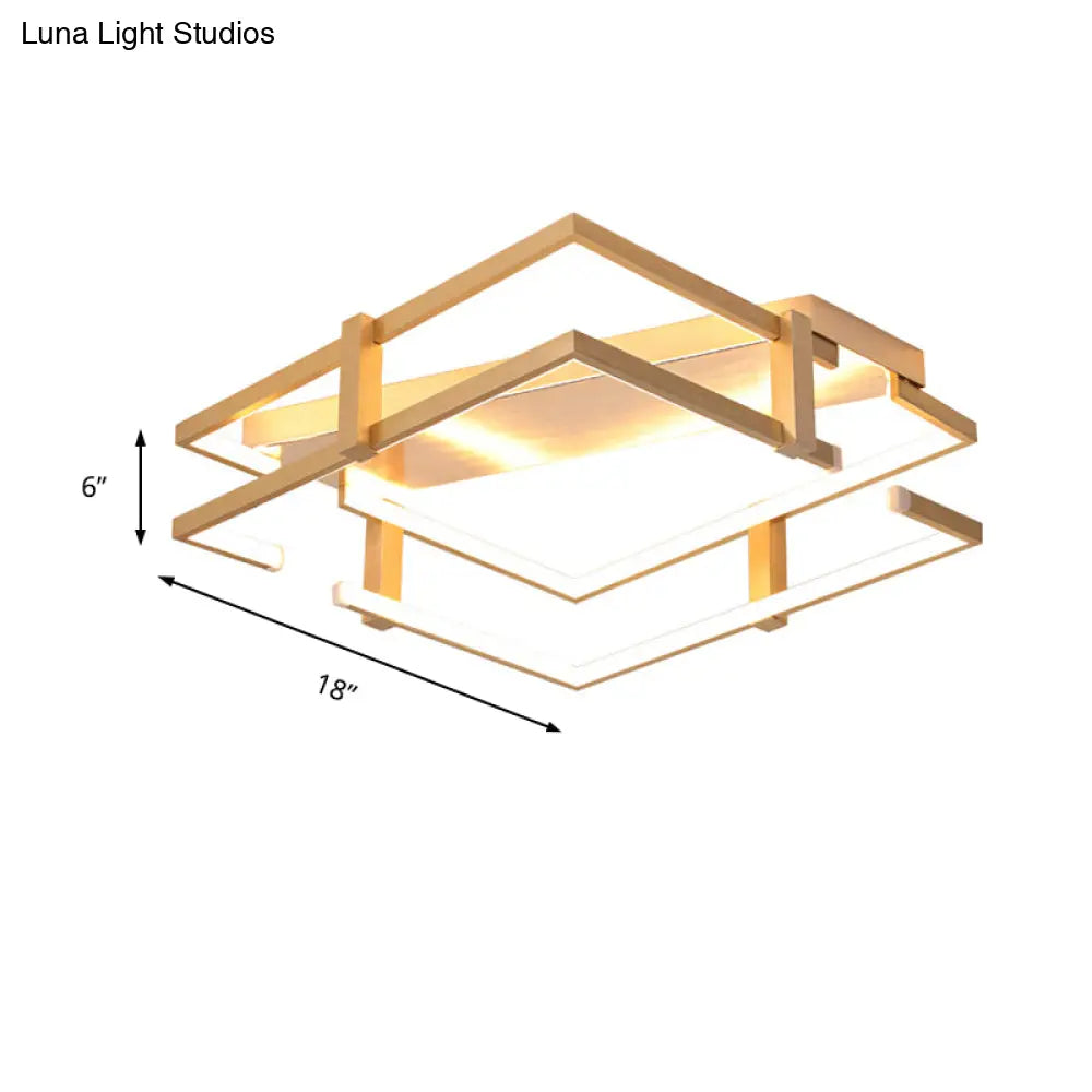 Nordic Gold Led Bedroom Ceiling Lamp Aluminum Frame Flush Mount Light Fixture In Warm/White