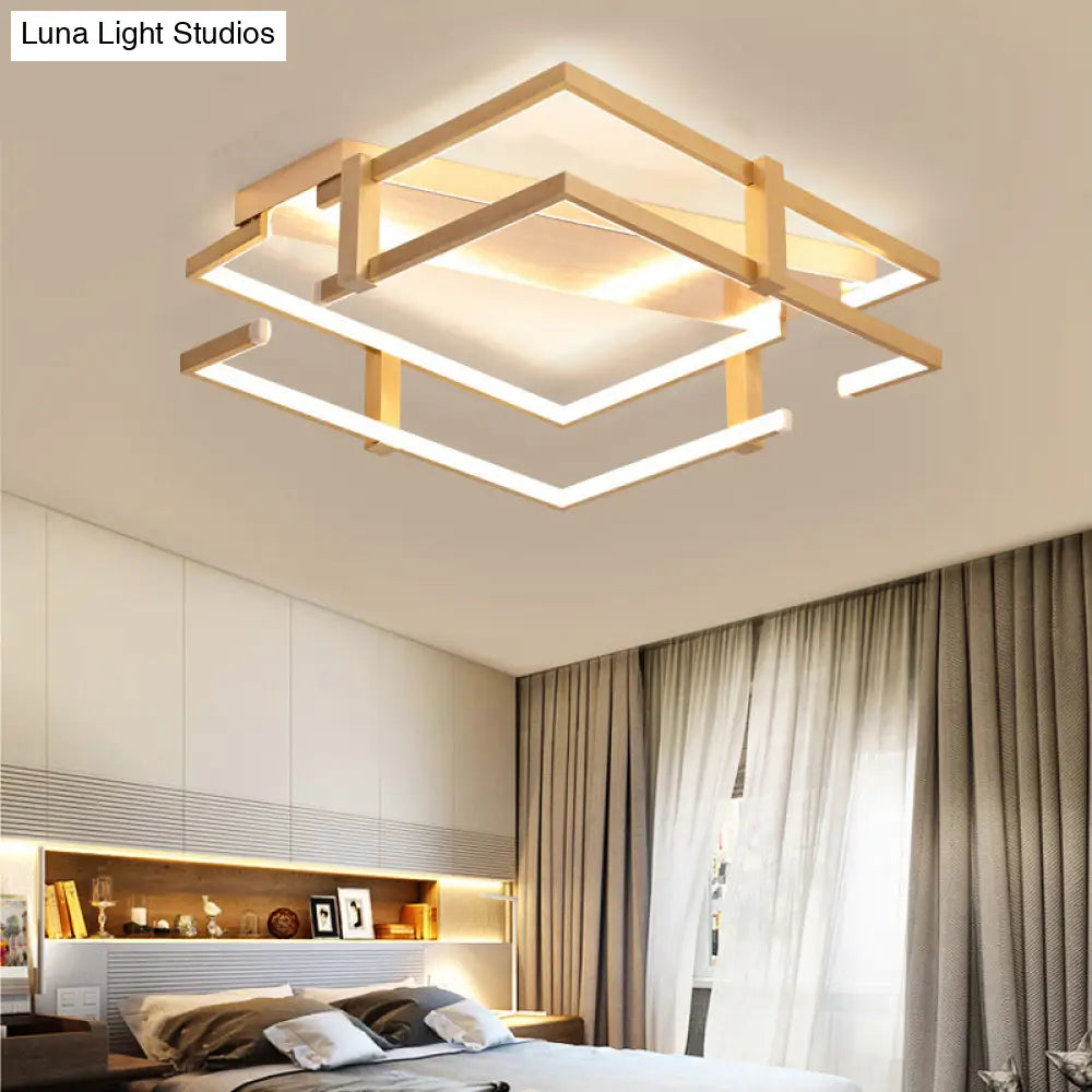Nordic Gold Led Bedroom Ceiling Lamp Aluminum Frame Flush Mount Light Fixture In Warm/White