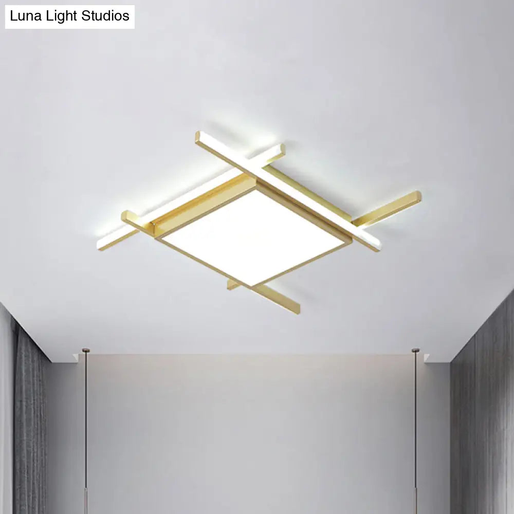 Nordic Gold Led Flush Mount Ceiling Light With Warm/White Glow - 18’/23’ Wide