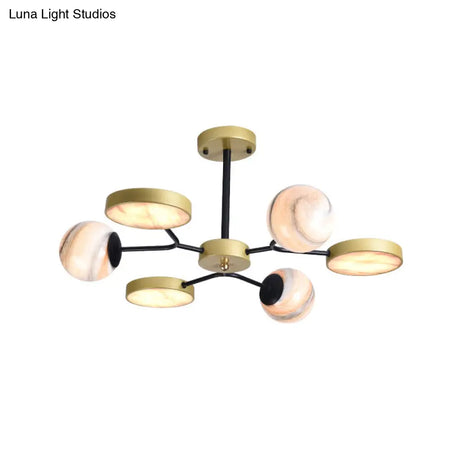 Nordic Gold Sphere Chandelier - Moon Glass Led Pendant Light (4/6/8 Lights) Elegant Ceiling