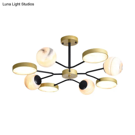 Nordic Gold Sphere Chandelier - Moon Glass Led Pendant Light (4/6/8 Lights) Elegant Ceiling
