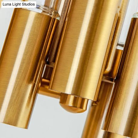 Nordic Gold Tube Wall Mount Sconce Light Fixture - 1 Head Clear Glass Ideal For Living Room