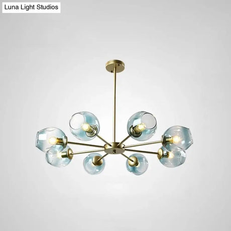 Nordic Gradient Glass Chandelier Pendant Light With Cup Shade For Living Room