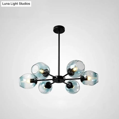 Nordic Gradient Glass Chandelier Pendant Light With Cup Shade For Living Room