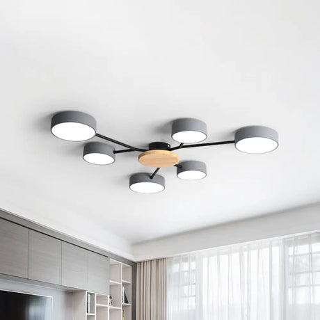 Nordic Grey - Wood Led Ceiling Lamp For Bedroom - 25.5’/31’ Width Grey / 31’
