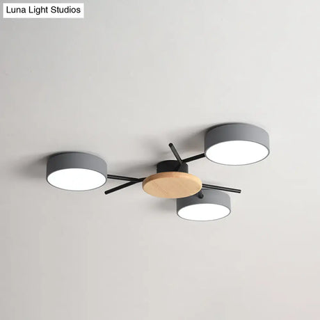 Nordic Grey - Wood Led Ceiling Lamp For Bedroom - 25.5’/31’ Width