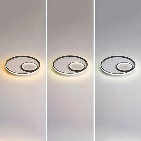 Nordic Halo Led Ceiling Light - Metal Bedroom Flush Mount Fixture Black / Third Gear