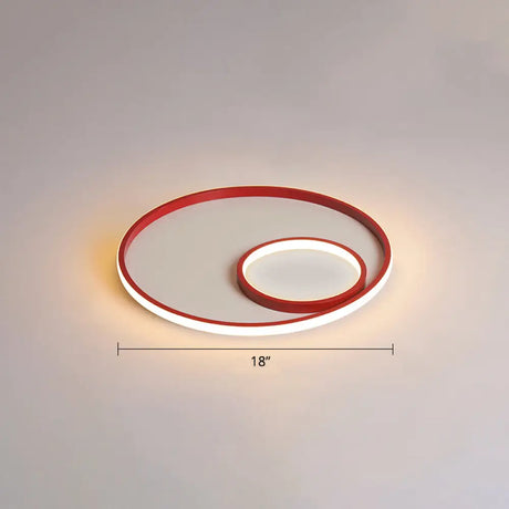 Nordic Halo Led Ceiling Light - Metal Bedroom Flush Mount Fixture Red / Warm