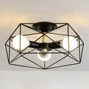 Nordic Industrial Geometric Flush Mount Ceiling Light For Bedroom - Metal Fixture Black / 16.5’