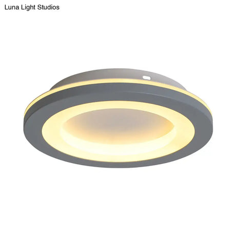 Nordic Integrated Led Ceiling Light In Grey Flower/Square/Pentagon Design With Acrylic Shade -