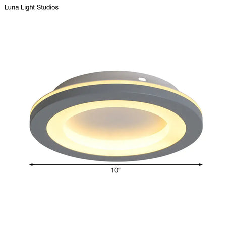 Nordic Integrated Led Ceiling Light In Grey Flower/Square/Pentagon Design With Acrylic Shade -