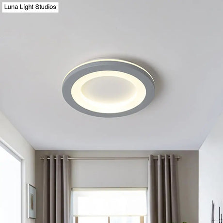Nordic Integrated Led Ceiling Light In Grey Flower/Square/Pentagon Design With Acrylic Shade -