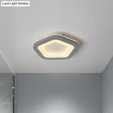Nordic Integrated Led Ceiling Light In Grey Flower/Square/Pentagon Design With Acrylic Shade -