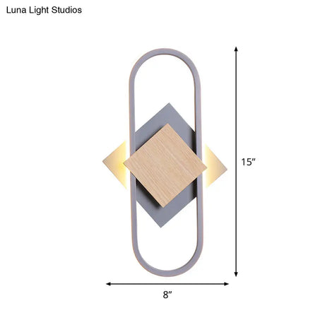Nordic Iron 2-Layer Sconce Light With Led Wall Mount - Round/Square Design Elliptical Frame