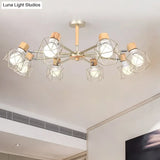 Nordic Iron Cage Semi - Flush Lamp With 3/6/8 - Head Black/Green/Gold Pendant Lighting For Ceiling