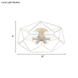 Nordic Iron Flush Mount Ceiling Light With Hexagon Cage | White| 3/6 Bare Bulb - Lit Fixtures
