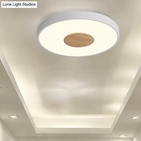 Nordic Iron Round Flush Mount Ceiling Light - 1 Head Pink/Blue/White Lighting Fixture For Bedroom