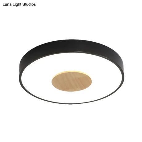 Nordic Iron Round Flush Mount Ceiling Light - 1 Head Pink/Blue/White Lighting Fixture For Bedroom