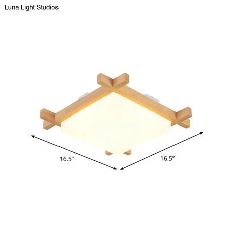 Nordic Led Acrylic Ceiling Lamp: Wood Chessboard Flush Mount Light Fixture (15’/16.5’/20.5’)