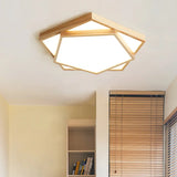 Nordic Led Acrylic Ceiling Mounted Lamp For Bedroom - Wood 2-Tiered Flush Light Fixture / 18’’