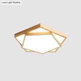 Nordic Led Acrylic Ceiling Mounted Lamp For Bedroom - Wood 2-Tiered Flush Light Fixture / 14